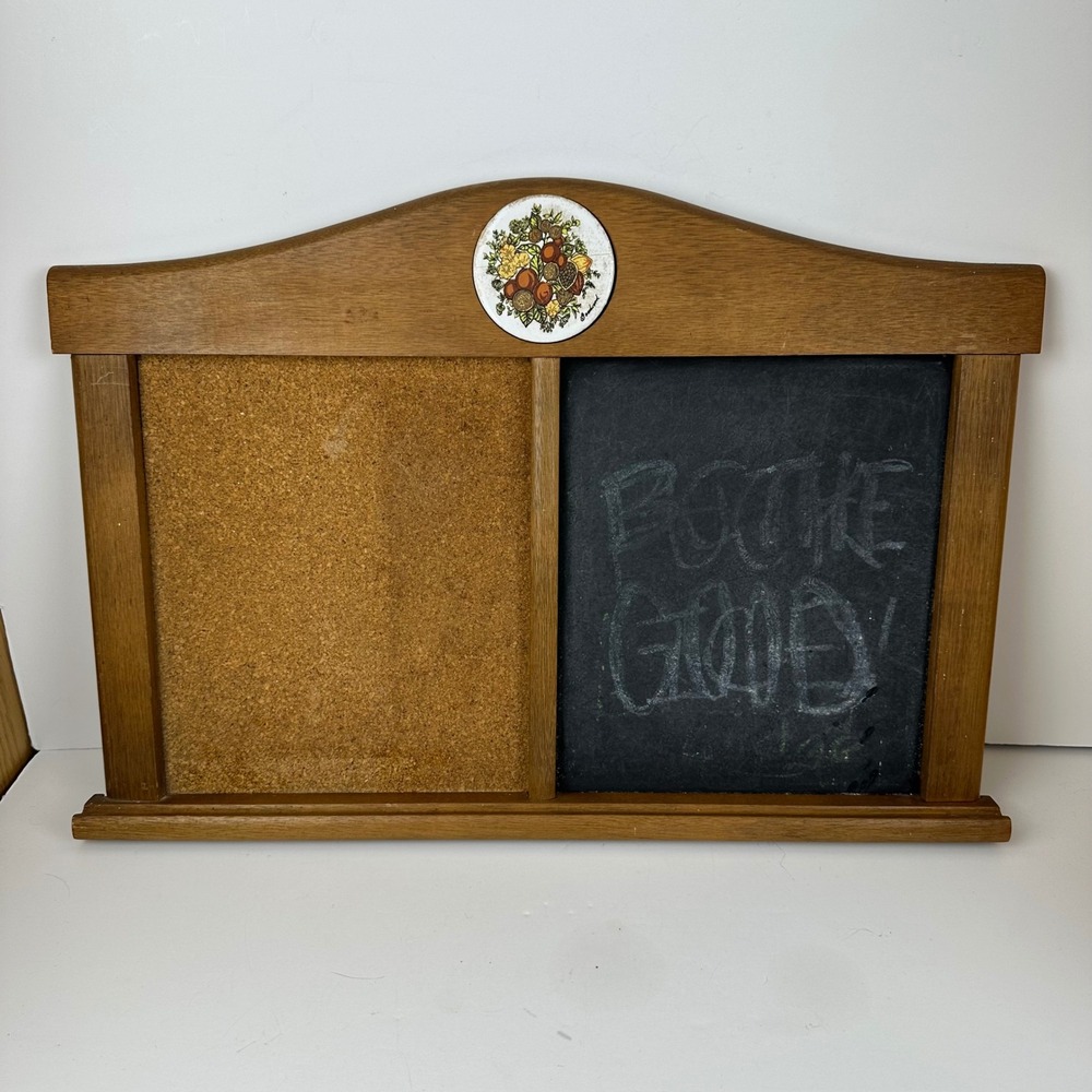 Vtg Goodwood Wood Chalkboard Cork Board Combo Wall Message Center Harvest Tile